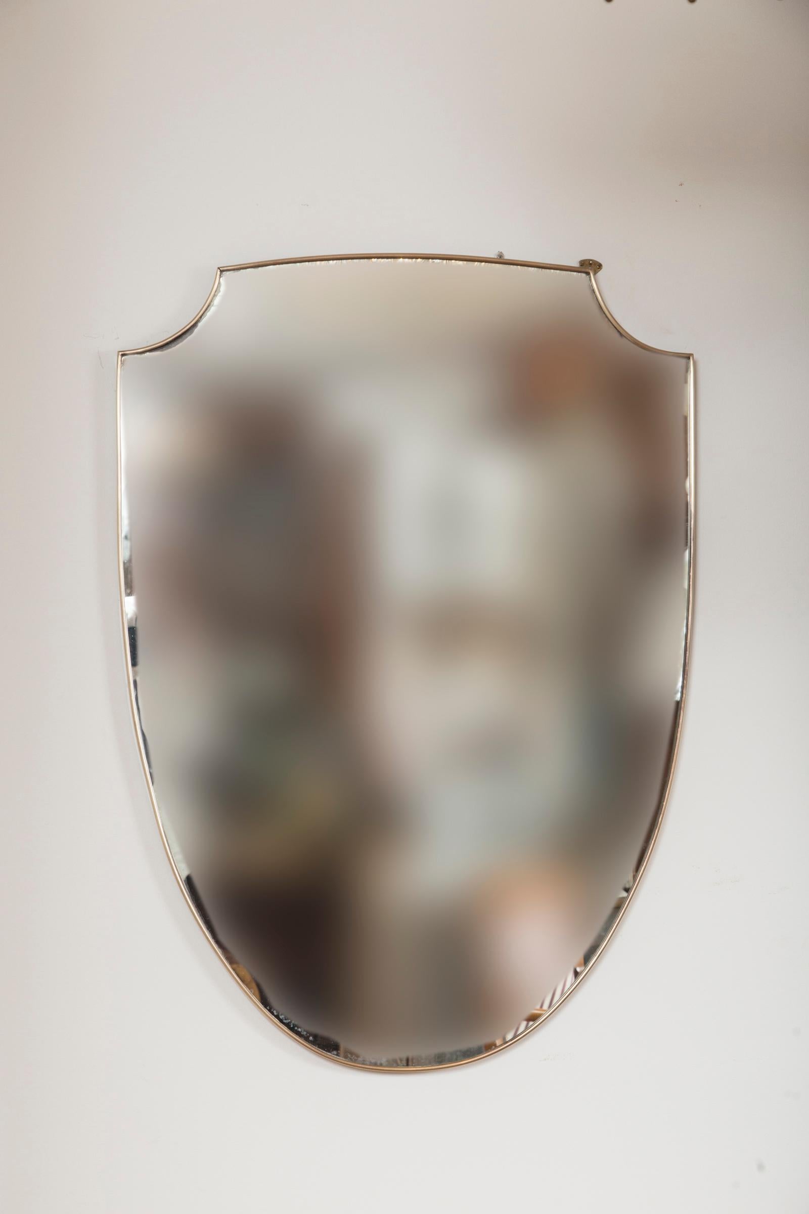 Mid-Century Modern Large Pair of Mid Century Italian Design Shield-Shaped Mirrors, Gio Ponti Style