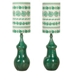 Large Pair of Mid-Century Italian Earthenware Wine Jar Lamps