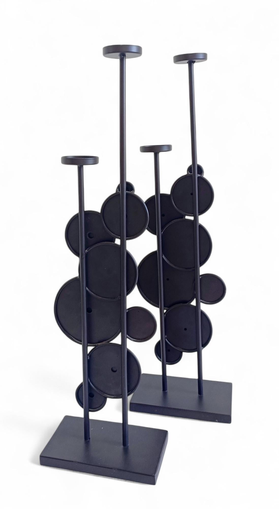 Large Pair of Mid-Century Italian Psychedelic Iron Candelabra, 1970s For Sale 5