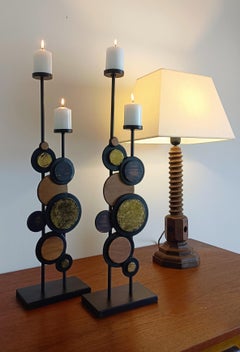 Candelabro psichedelico italiano di metà secolo in ferro, anni '70