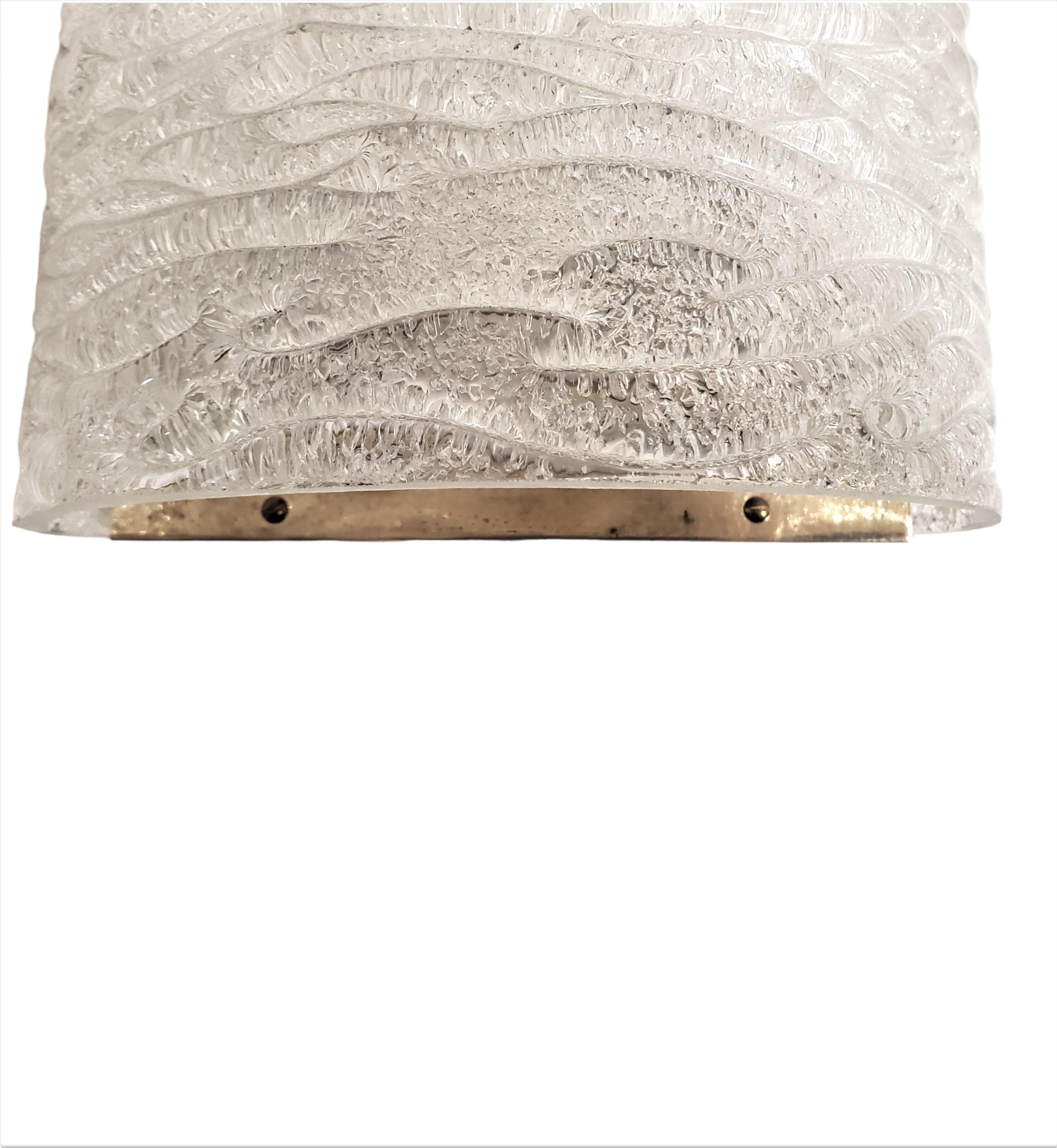 Large pair of Mid Century Modern frosted white textured and ribbed wall sconces For Sale 9