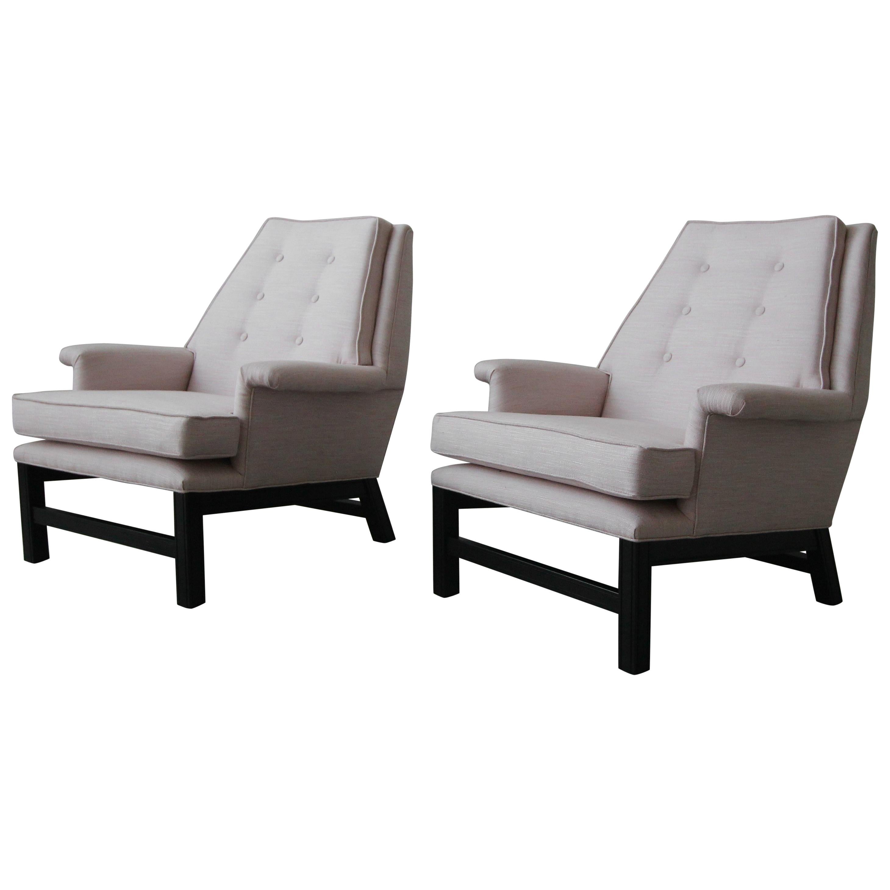 Large Pair of Mid-Century Modern Lounge Chairs