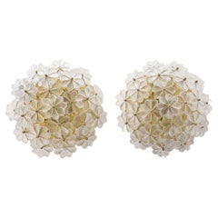 Large Pair of Mid - Century Modern Murano Glass Floral Sconces by Ernst Palme.