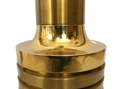 Large Pair of Midcentury Golden Chromed Table Lamps by Clar, Barcelona, 1970s