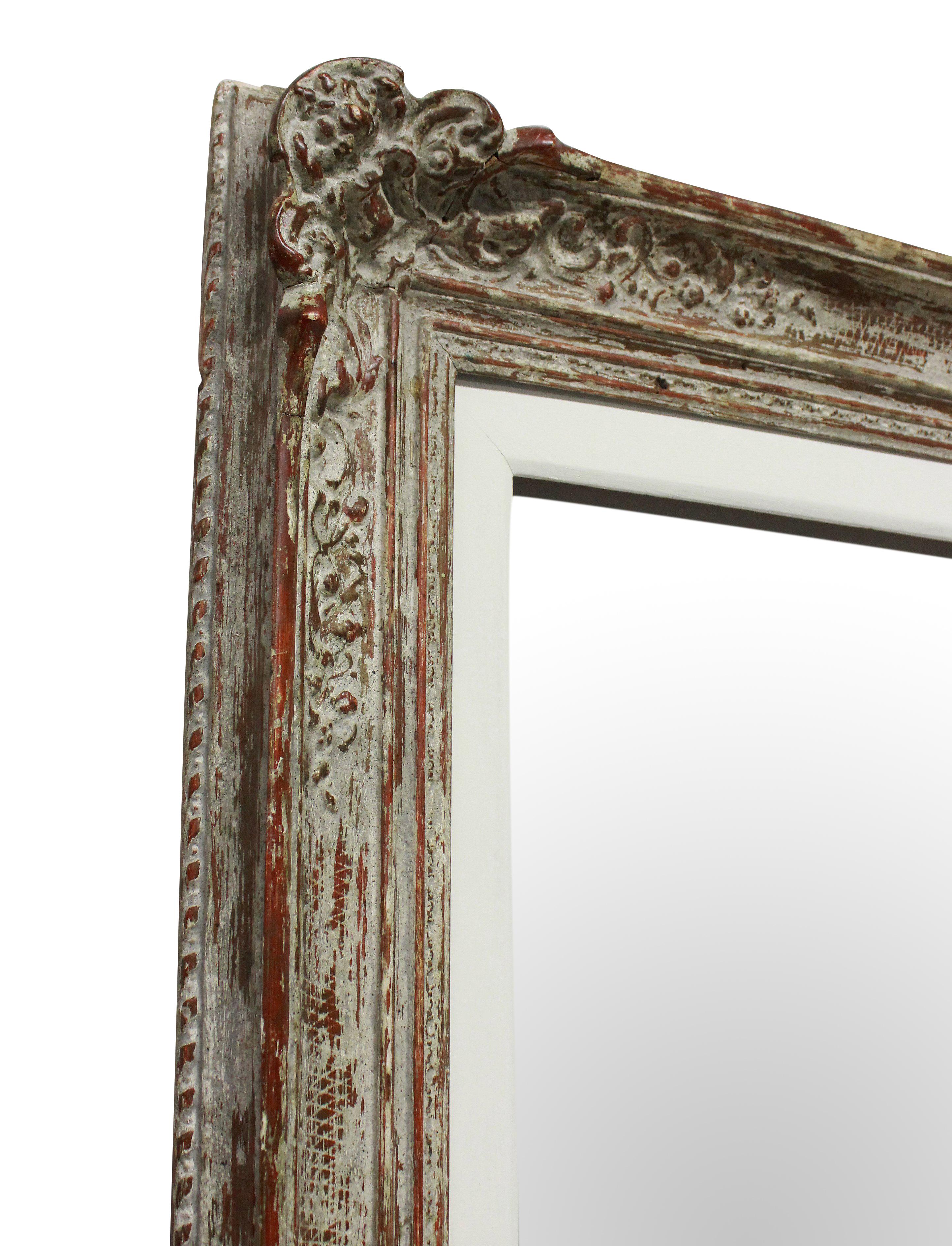 A large pair of mirrors in a carved distressed painted frame with slip. Can be portrait or landscape.
 
  