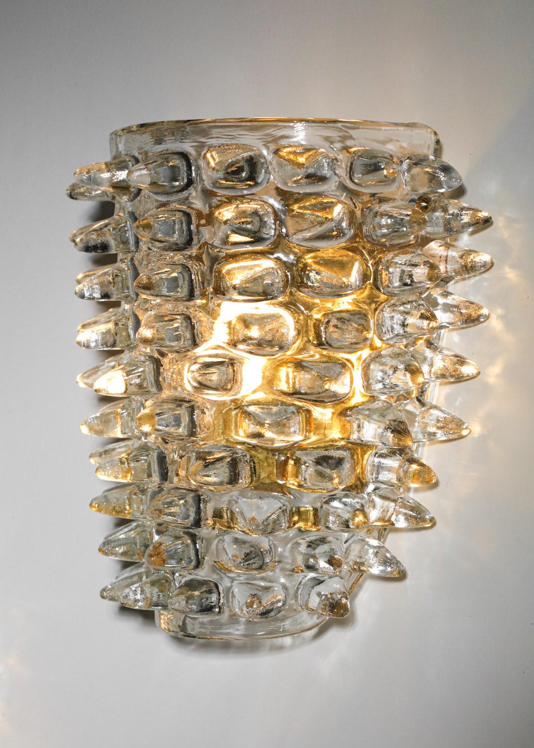 Large pair of modern italian sconces Murano glass For Sale 2