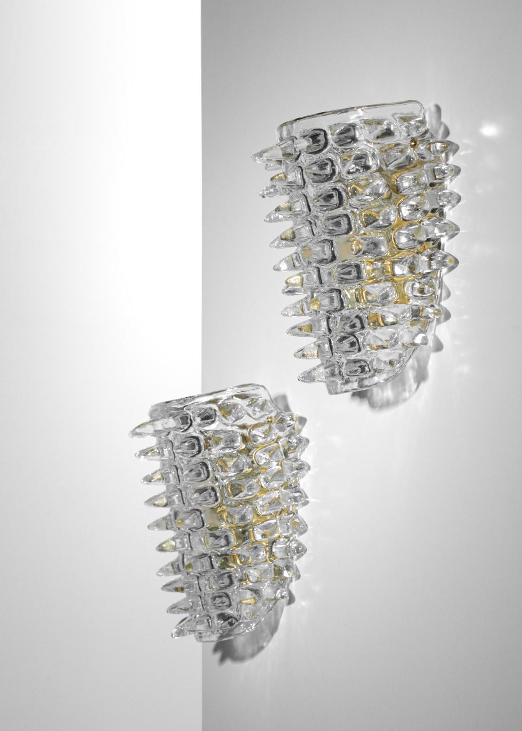 Large pair of modern italian sconces Murano glass For Sale 8