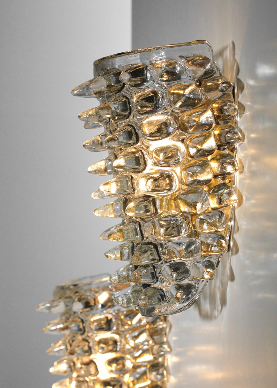 Mid-Century Modern Large pair of modern italian sconces Murano glass For Sale