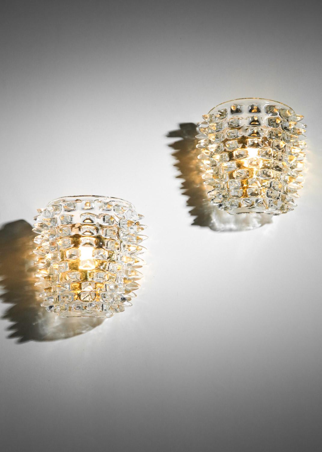Large pair of modern italian sconces Murano glass In New Condition For Sale In Lyon, FR