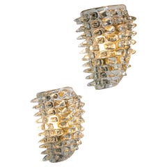 Grande paire d'appliques italiennes modernes en verre de Murano
