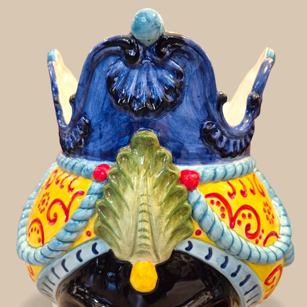 Large Pair of Moorish Heads in Italian Ceramic, Italy, Circa 1990 im Angebot 5