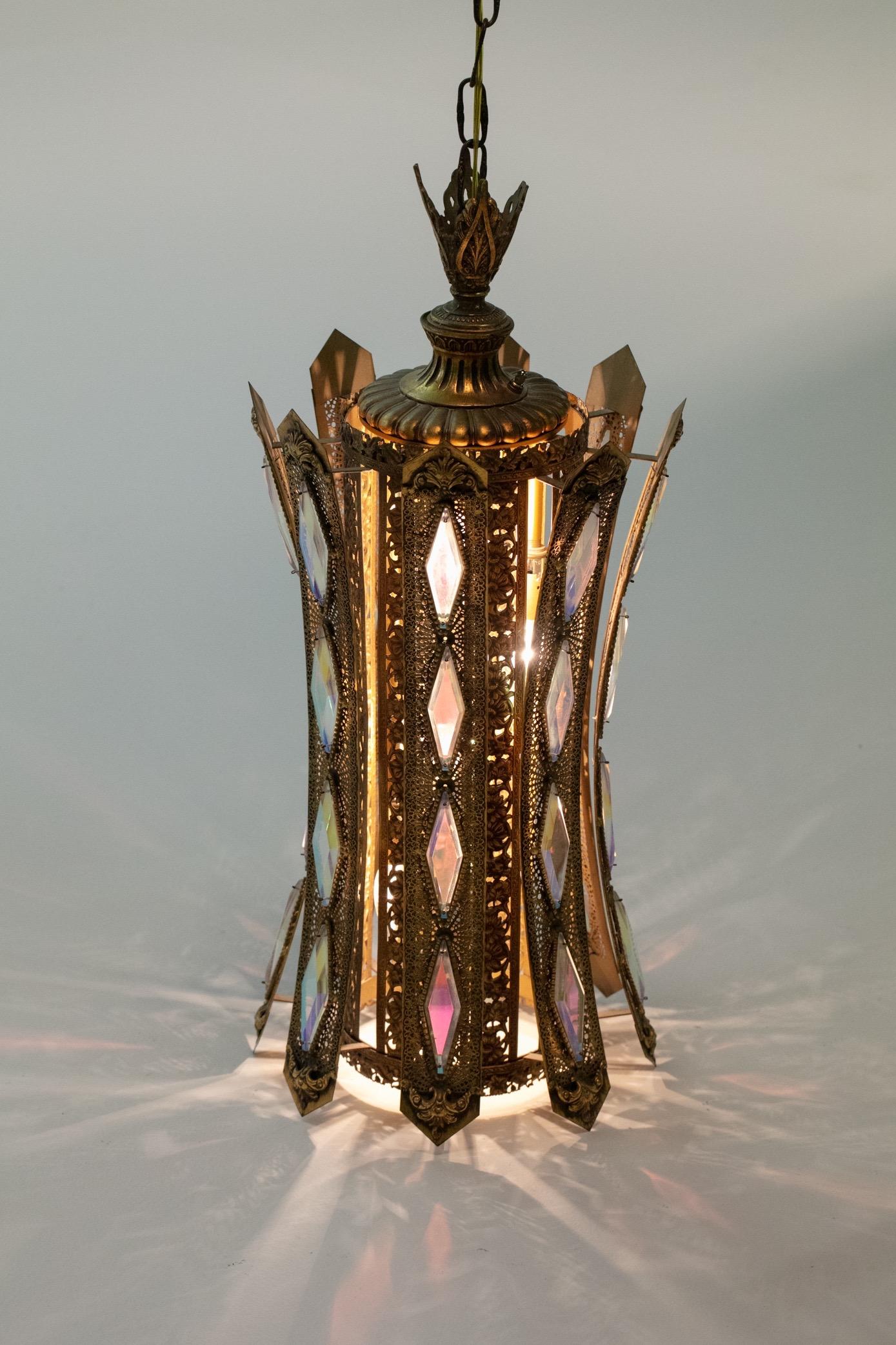 Large Pair of Moroccan Style Lantern Pendant Lights by Feldman Lighting c. 1960 For Sale 4