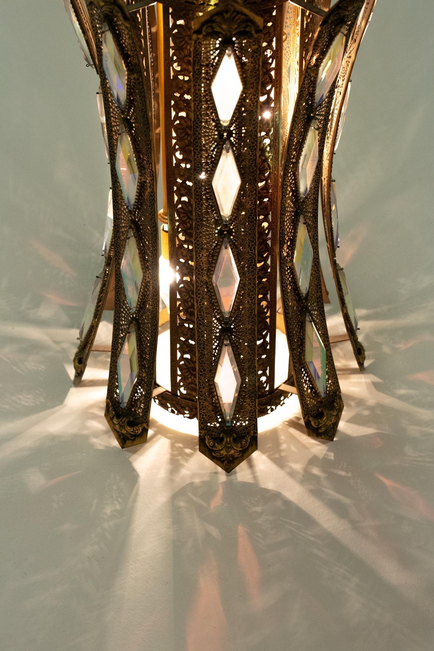 Hollywood Regency Large Pair of Moroccan Style Lantern Pendant Lights by Feldman Lighting c. 1960 For Sale