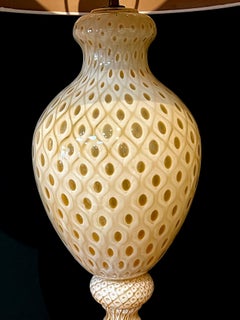Large Pair of Murano 1950s Baluster-Form Butter-Yellow Lamps