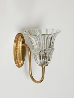 Großes Paar Blumenampeln aus Muranoglas und Messing von Barovier, Italien 1950er Jahre