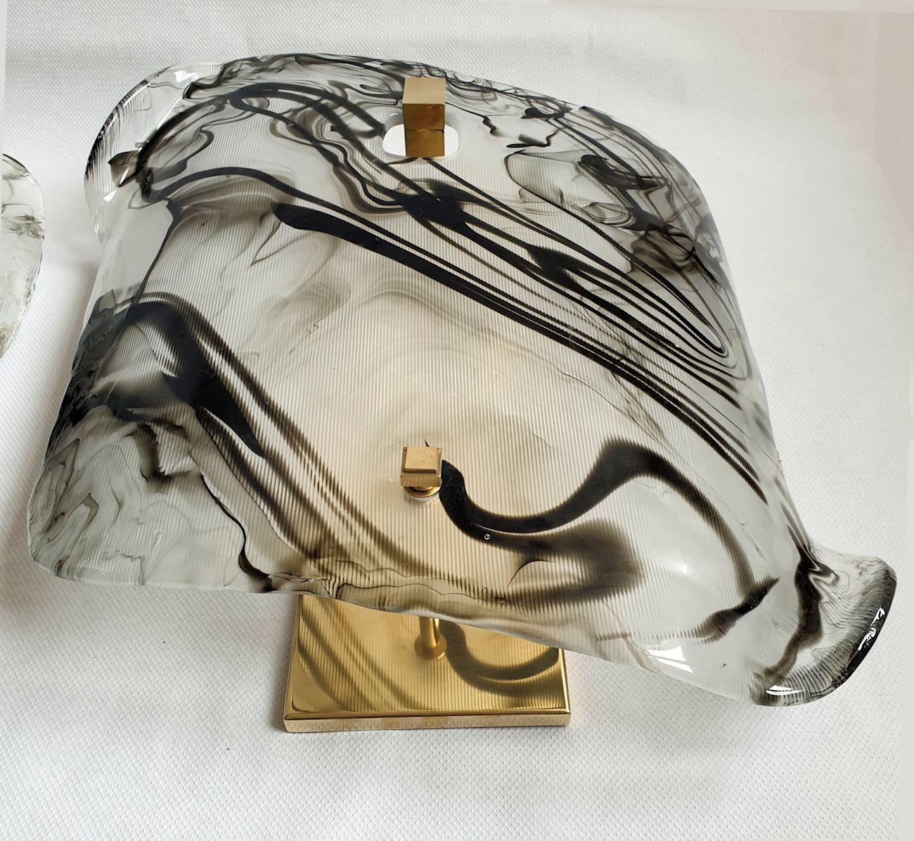 Large Murano glass black and white sconces - a pair For Sale 1