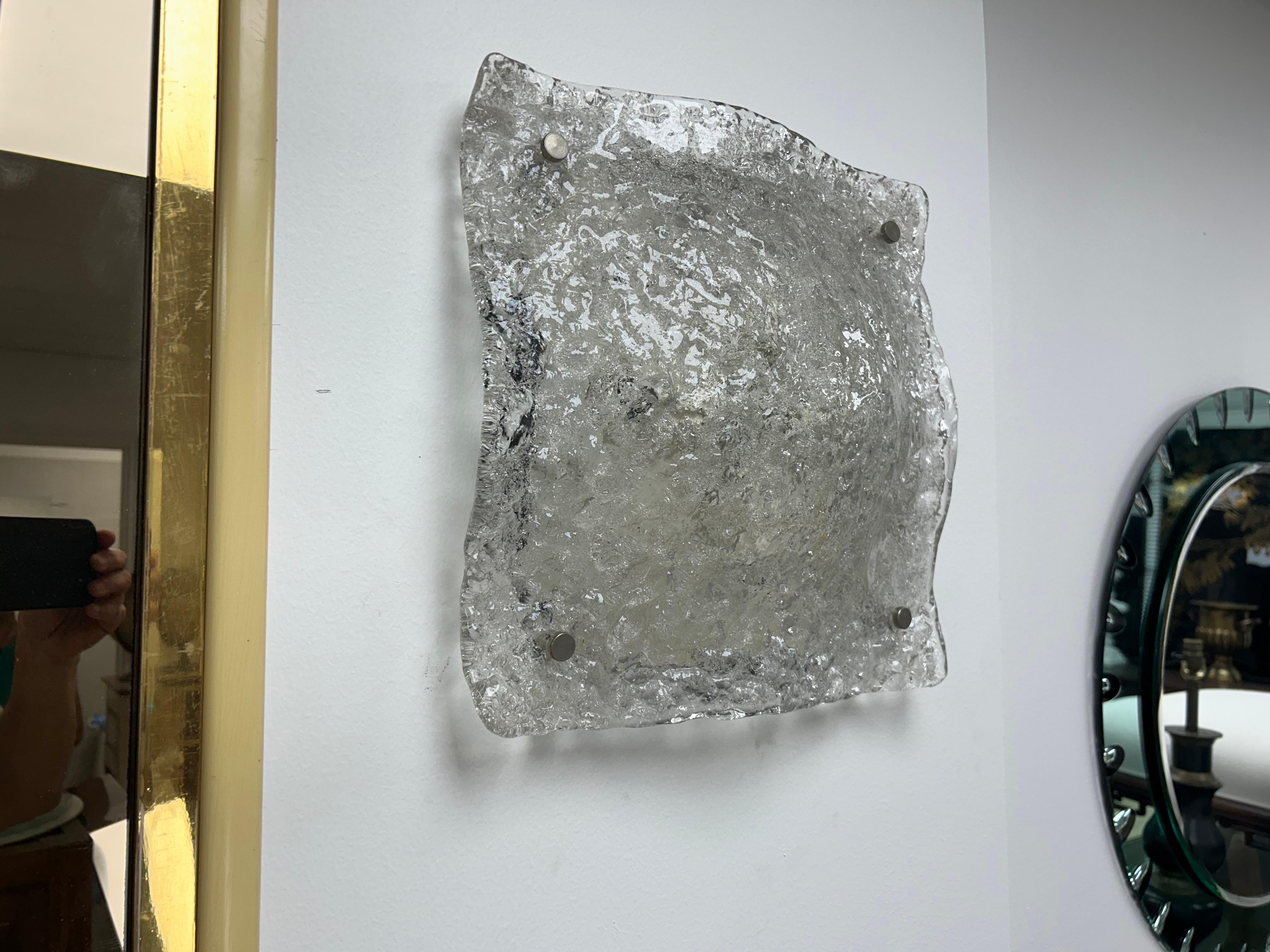 Late 20th Century Large Pair Of Murano Glass Sconces By Mazzega For Sale