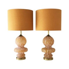 Large Pair of Murano Glass Table Lamps, 1970s