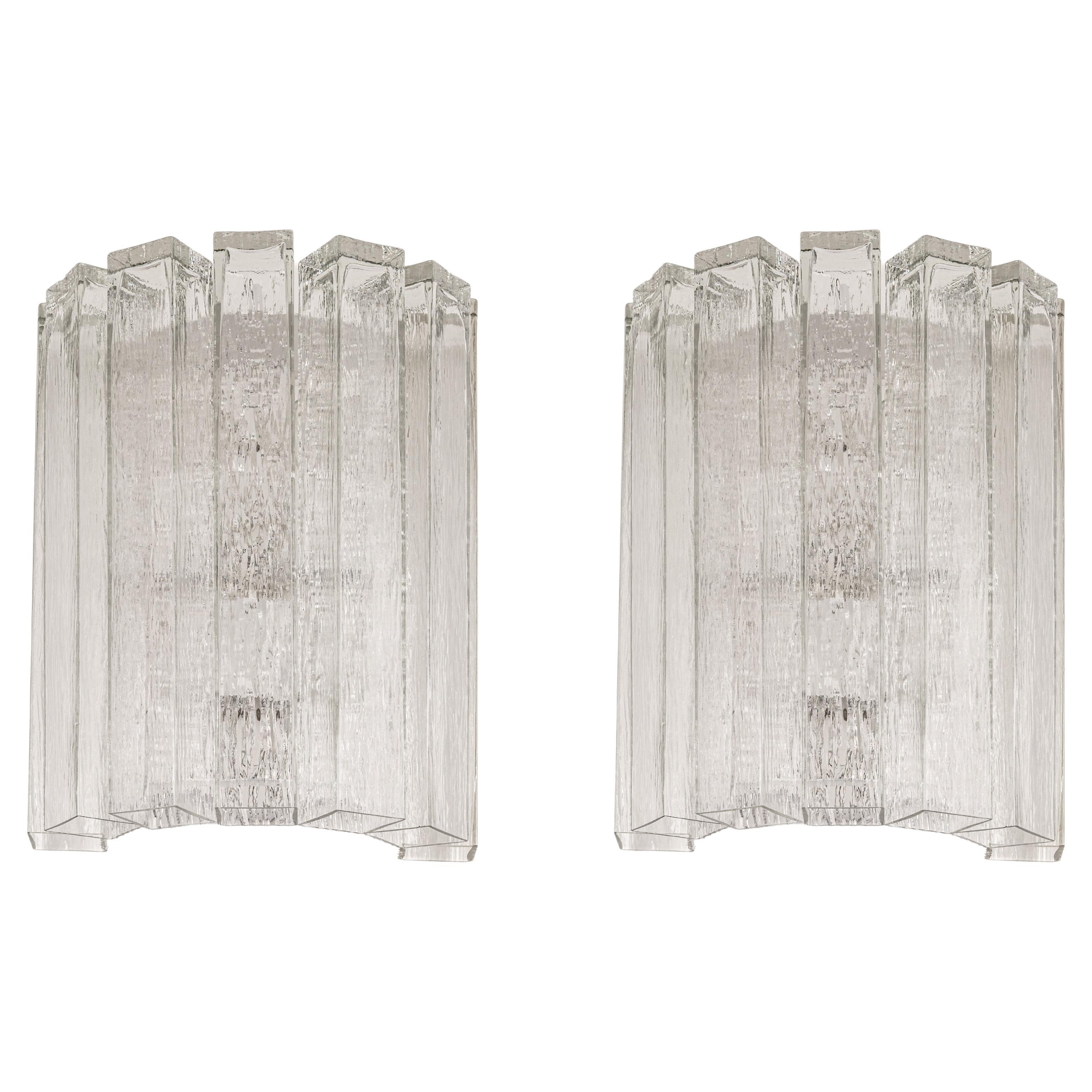 Large Pair of Murano Glass Wall Sconces by Doria, Germany, 1960s