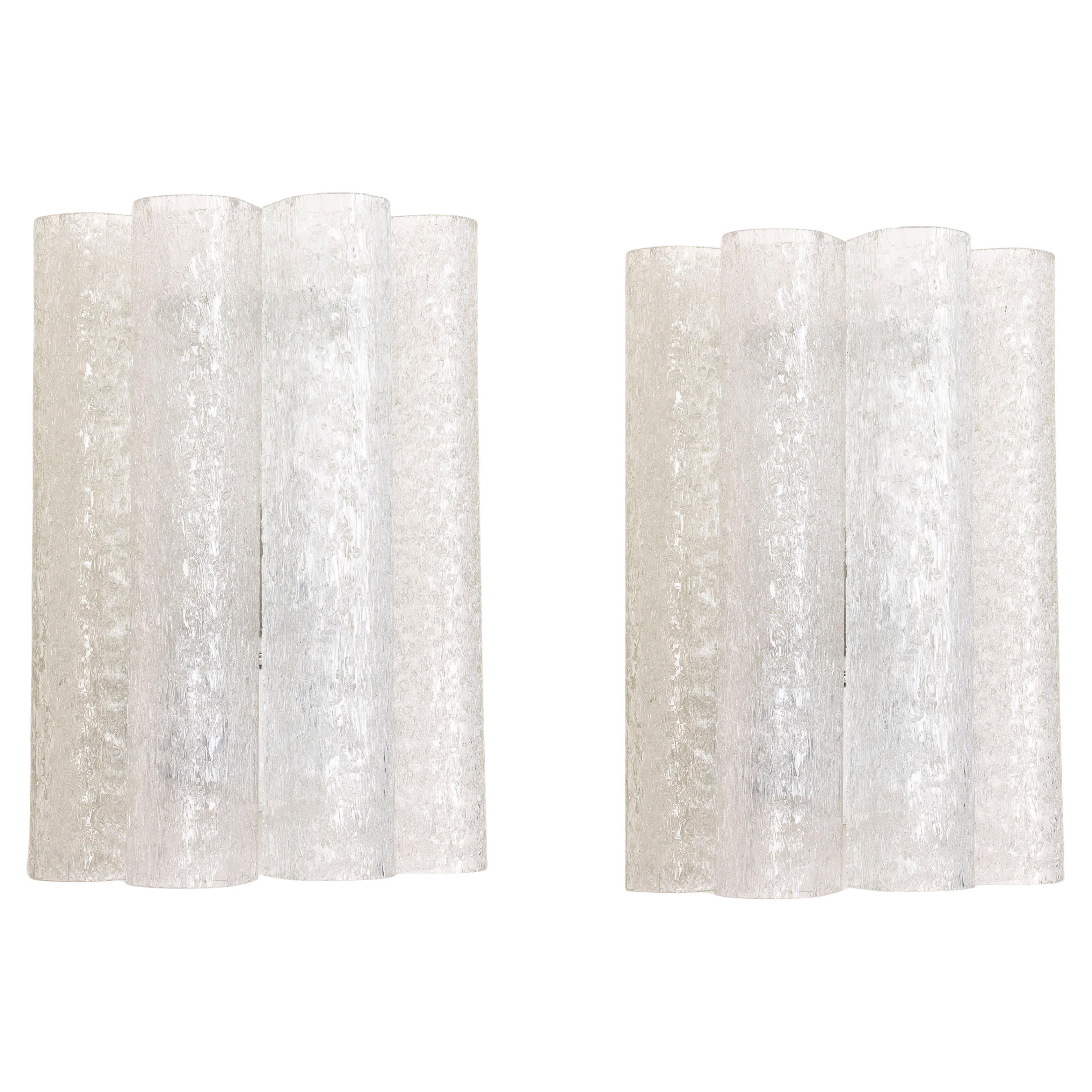 Large Pair of murano Glass Wall Sconces by Doria, Germany, 1960s