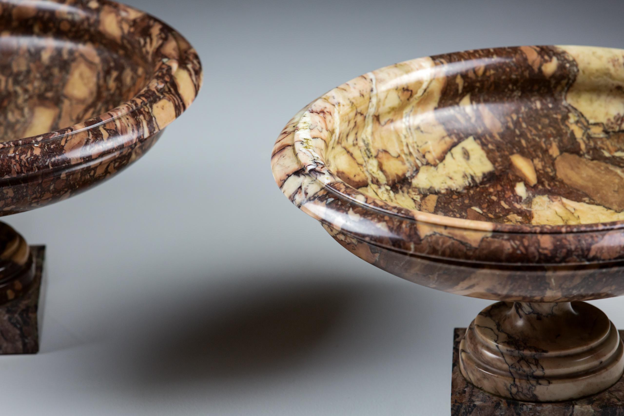 Italian Large Pair of Neoclassical Grand Tour Breccia di Serravezza Marble Tazza.