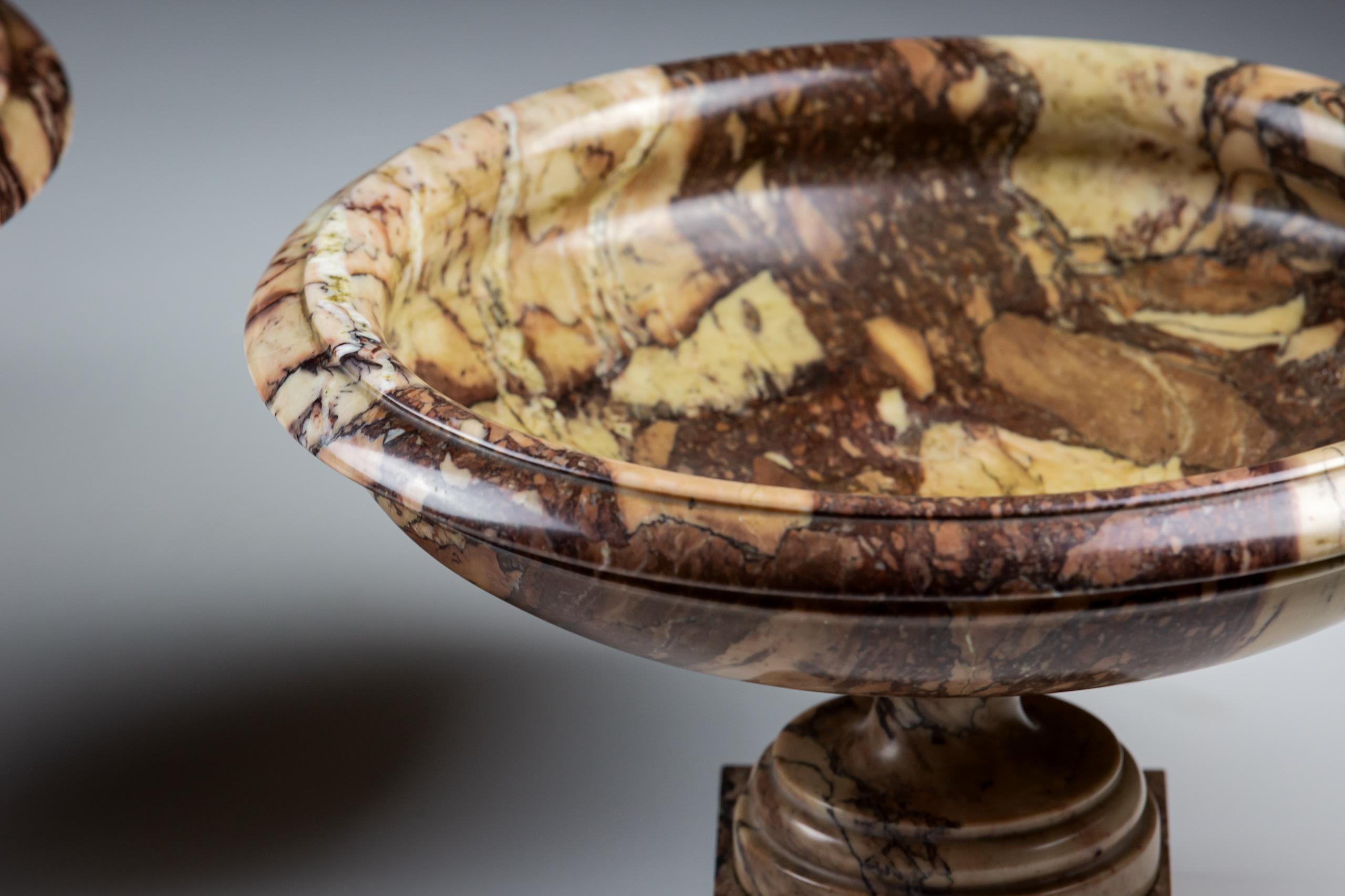 Large Pair of Neoclassical Grand Tour Breccia di Serravezza Marble Tazza. In Good Condition In Pease pottage, West Sussex