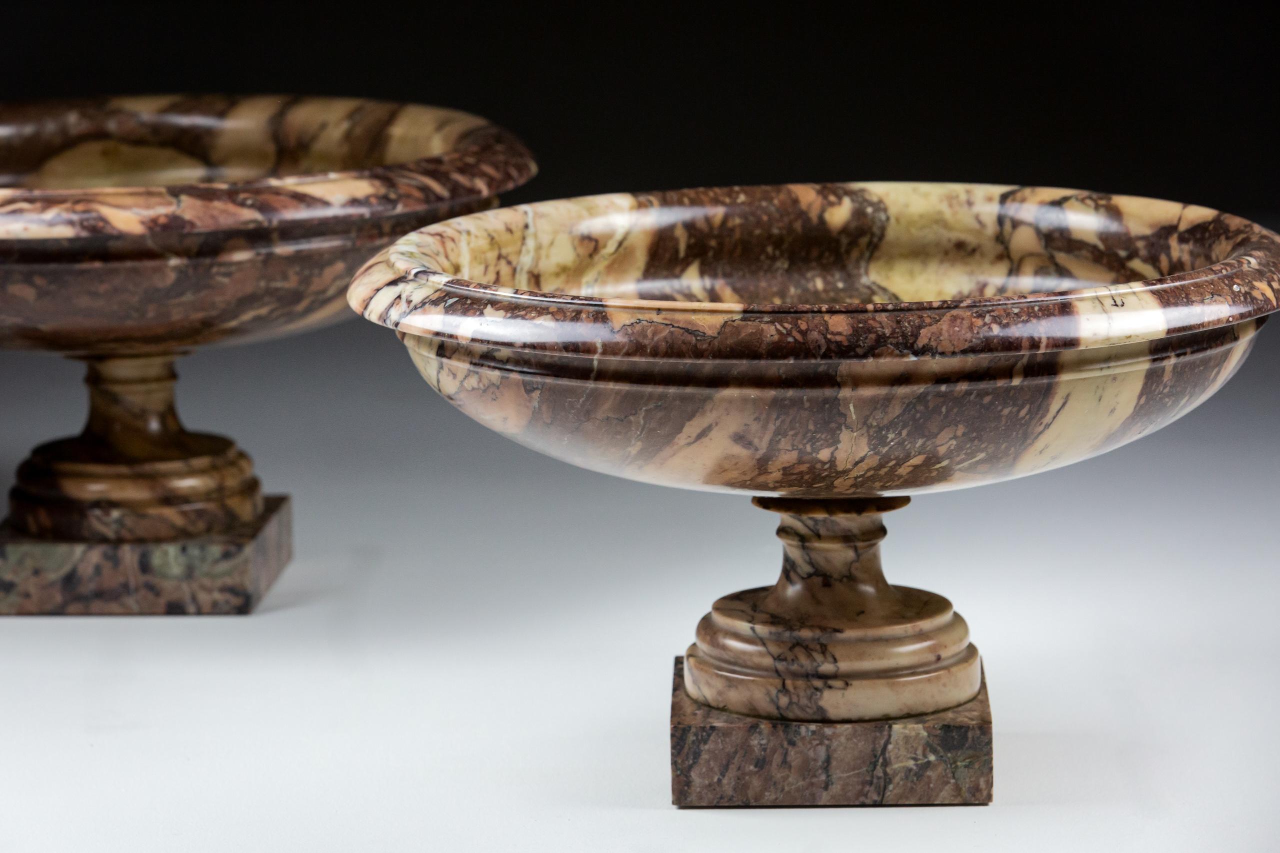 Large Pair of Neoclassical Grand Tour Breccia di Serravezza Marble Tazza. 2