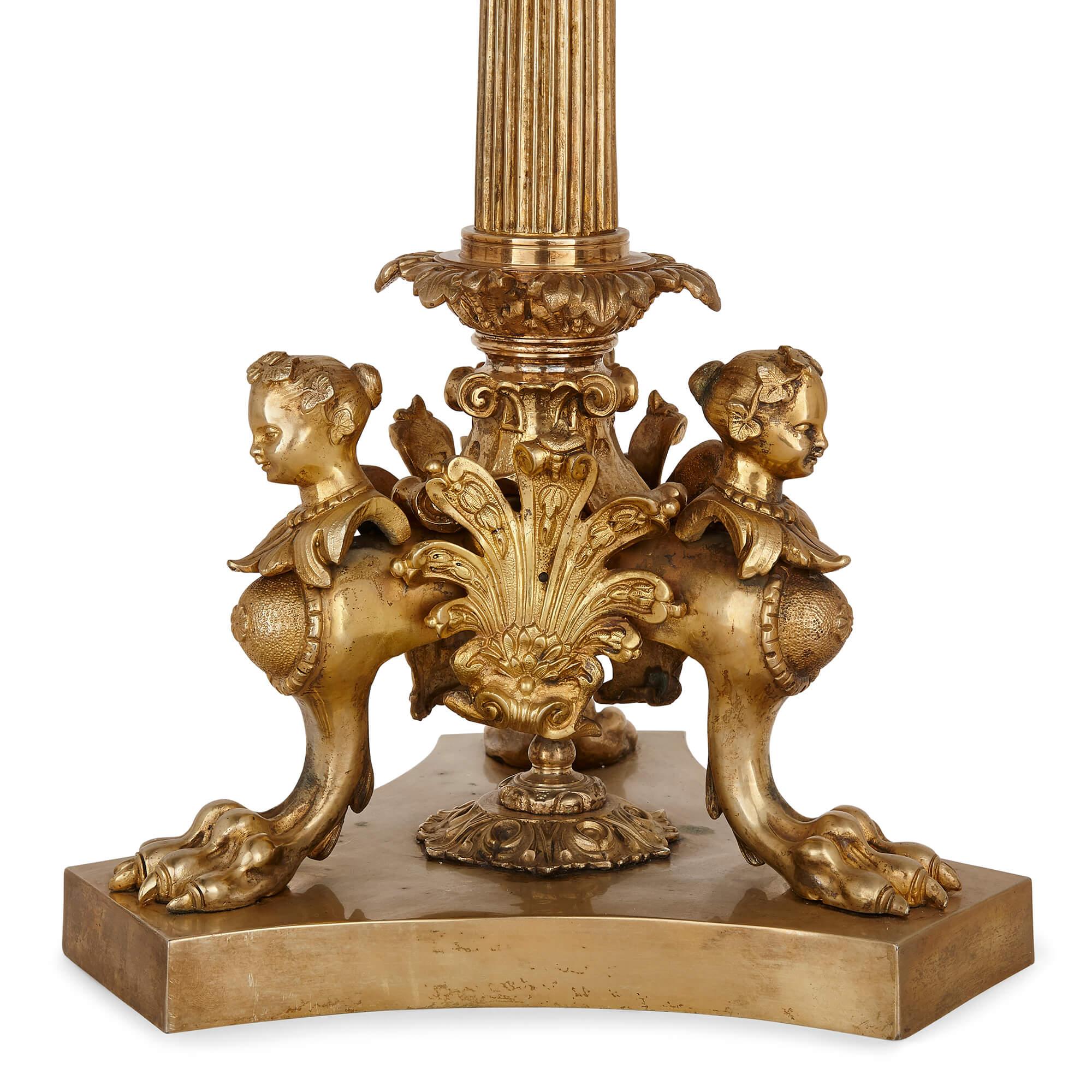 Louis XVI Pair of French gilt bronze table candelabra For Sale