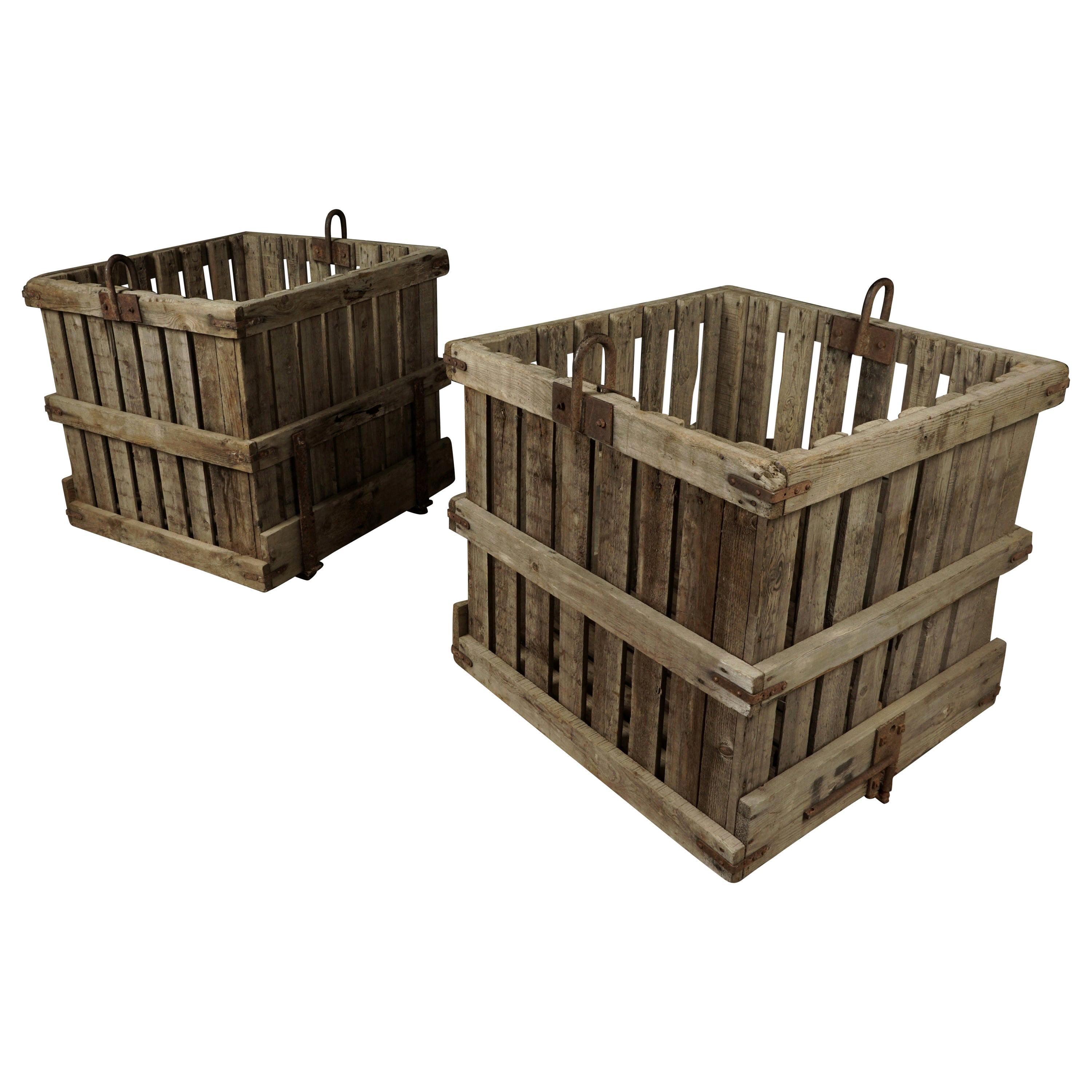 Large Pair of Oak Shipping Crates from France, circa 1940