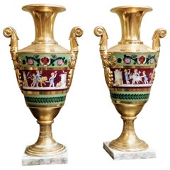 old paris vases Large Pair of Old Paris Empire Porcelain Vases, Paris, circa 1810
