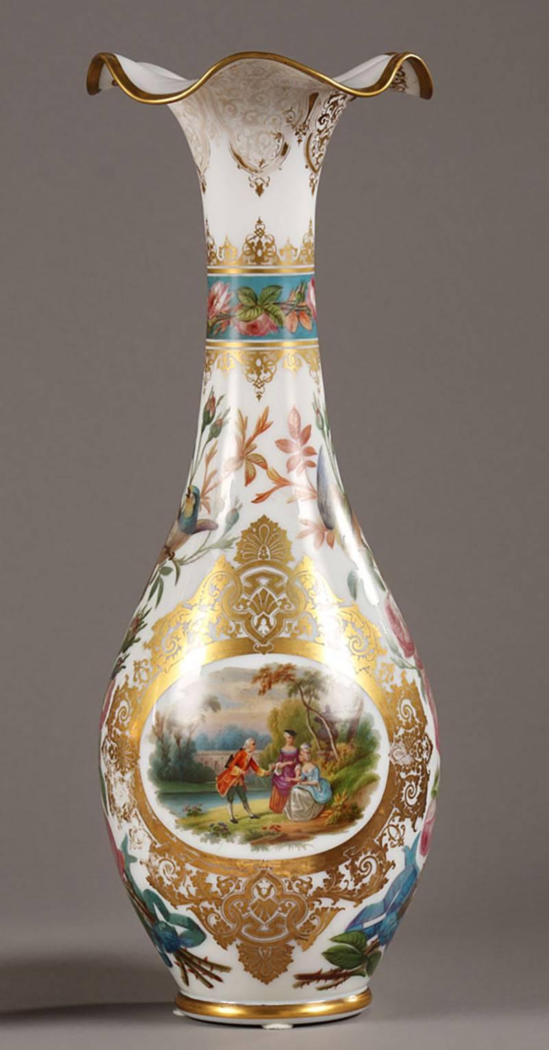 Louis Philippe Large Pair of Opaline Vases, Attributed to Jean François Robert For Sale