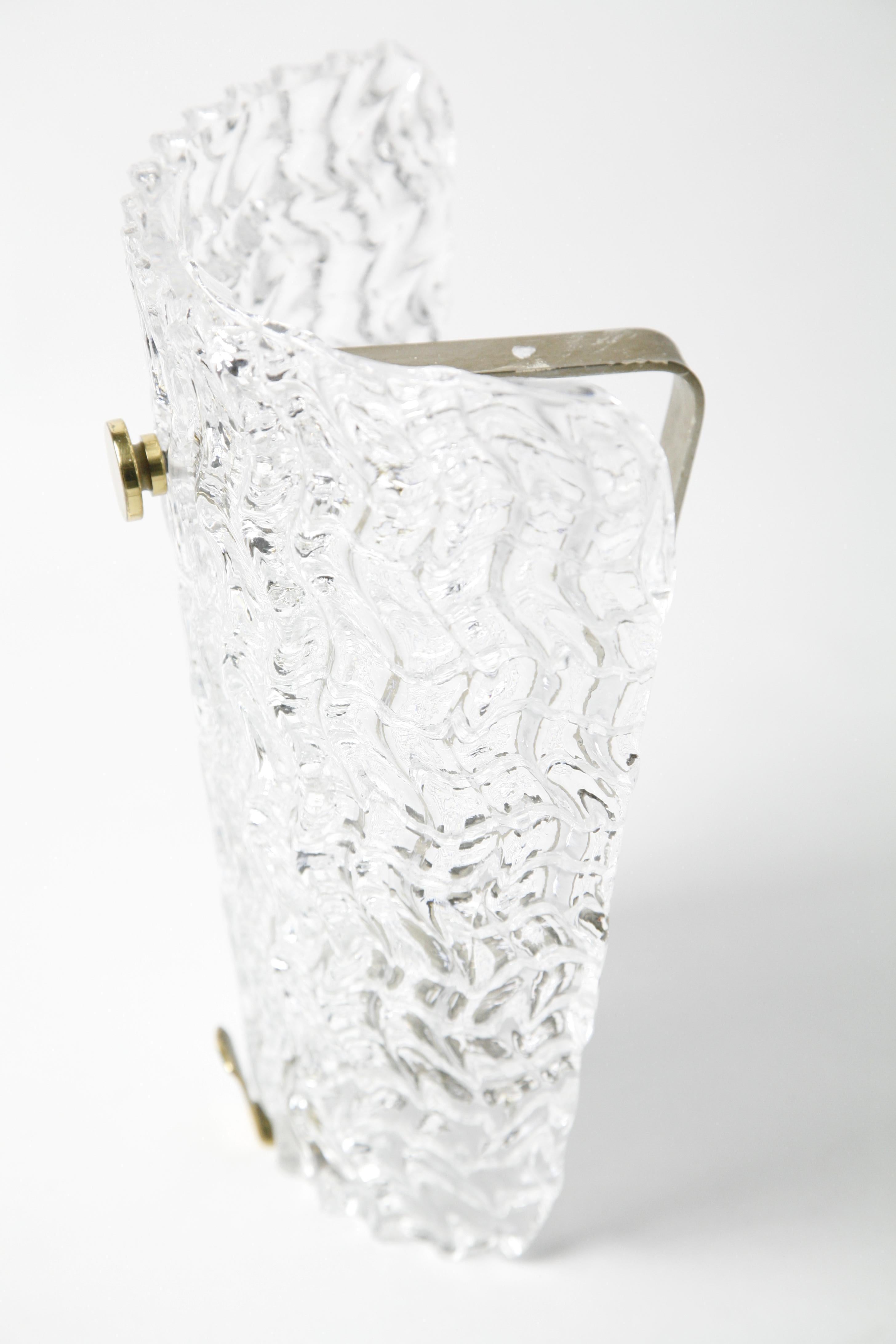 Pair of Orrefors Crystal and Brass Sconces by Carl Fagerlund, Sweden, 1950 For Sale 3