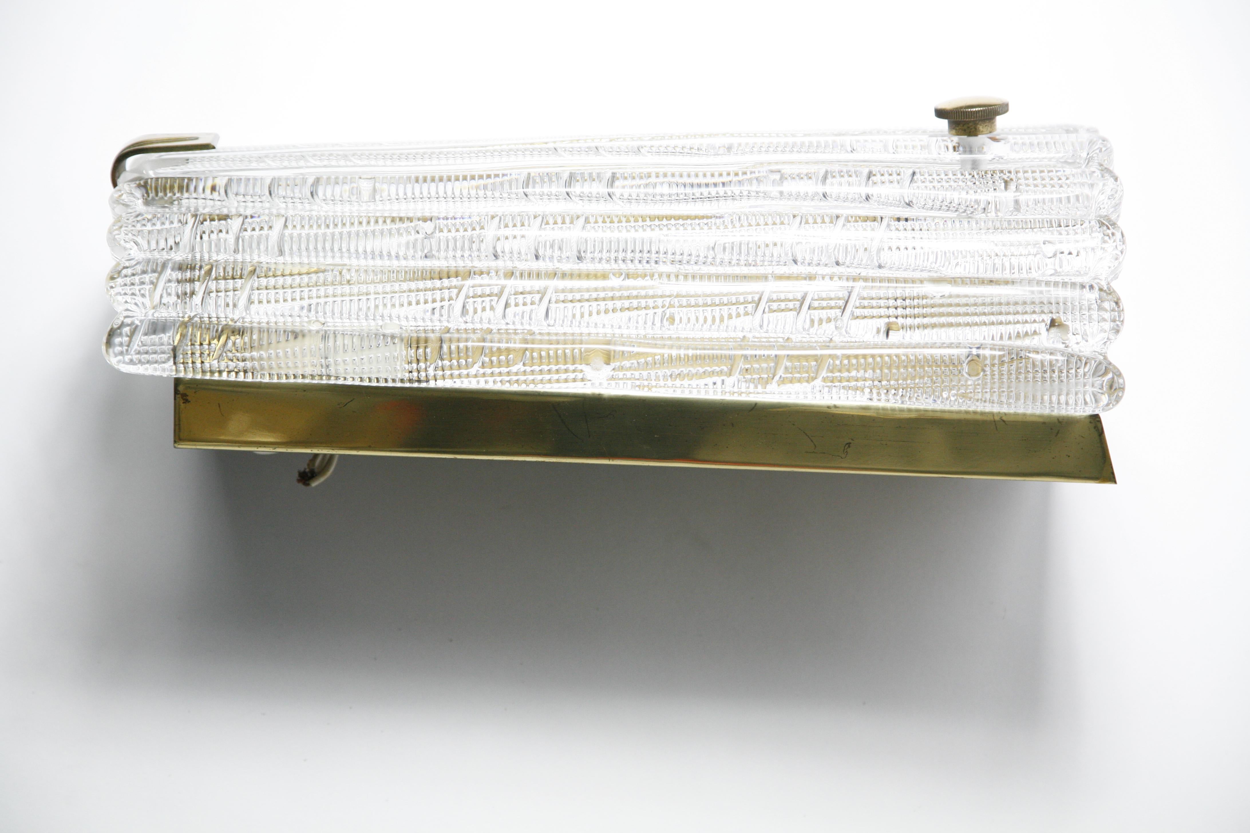 Großes Paar Orrefors-Wandleuchter aus Kristall und Messing von Carl Fagerlund, Schweden, 1950 im Angebot 5