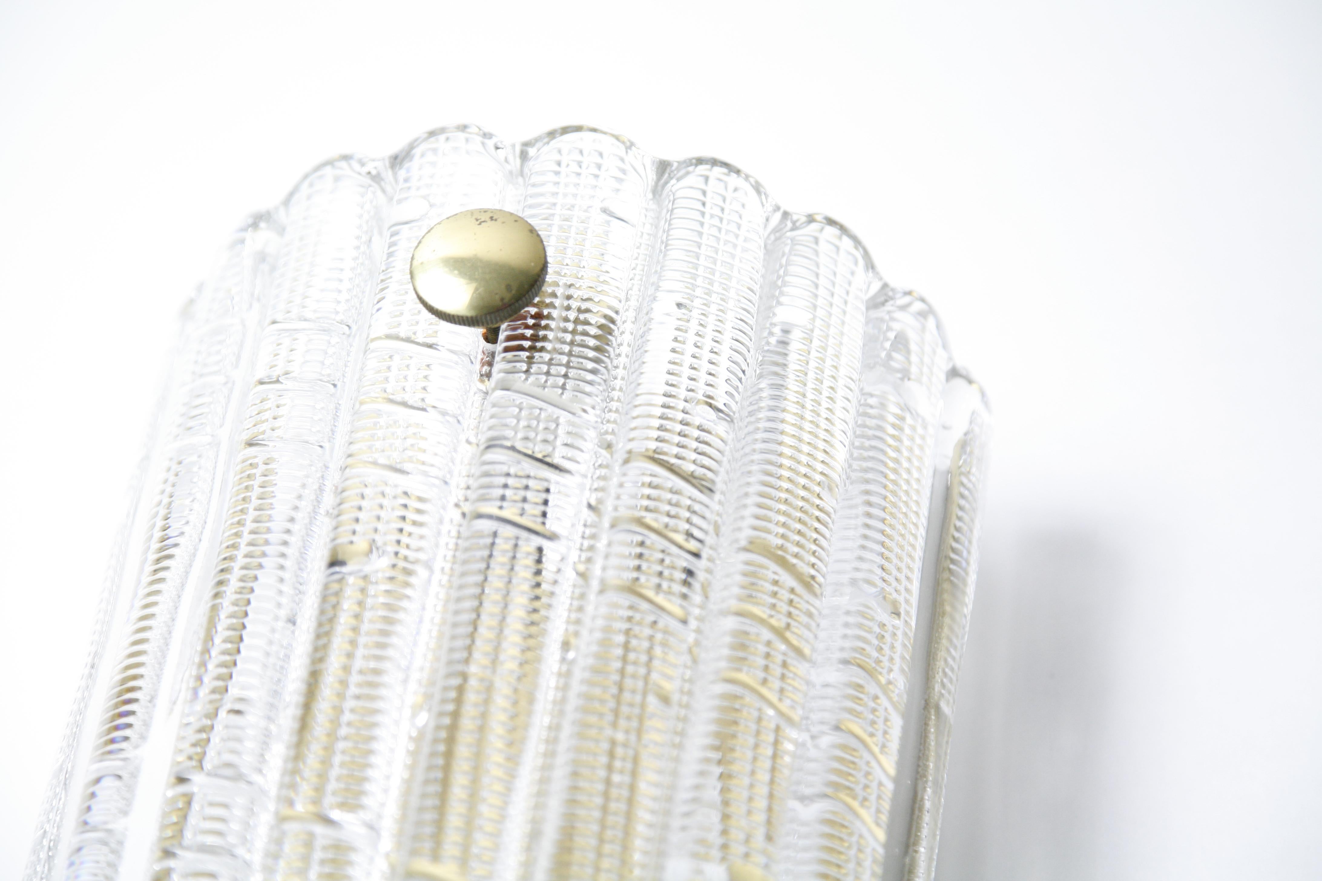 Großes Paar Orrefors-Wandleuchter aus Kristall und Messing von Carl Fagerlund, Schweden, 1950 im Angebot 6