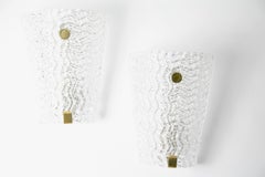 Pair of Orrefors Crystal and Brass Sconces by Carl Fagerlund, Sweden, 1950