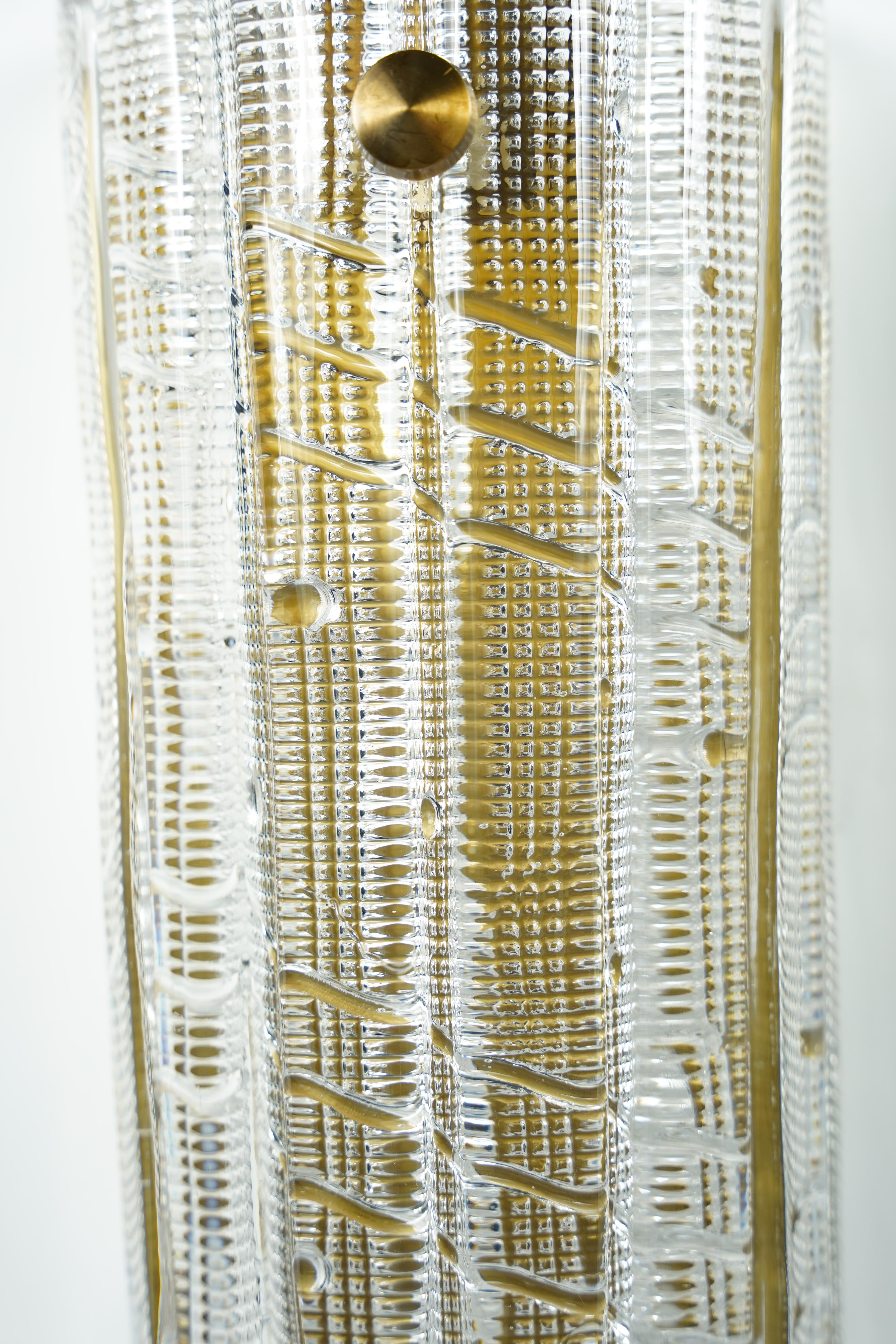 Mid-Century Modern Grande paire d'appliques Orrefors en cristal et laiton de Carl Fagerlund, Suède, 1950 en vente