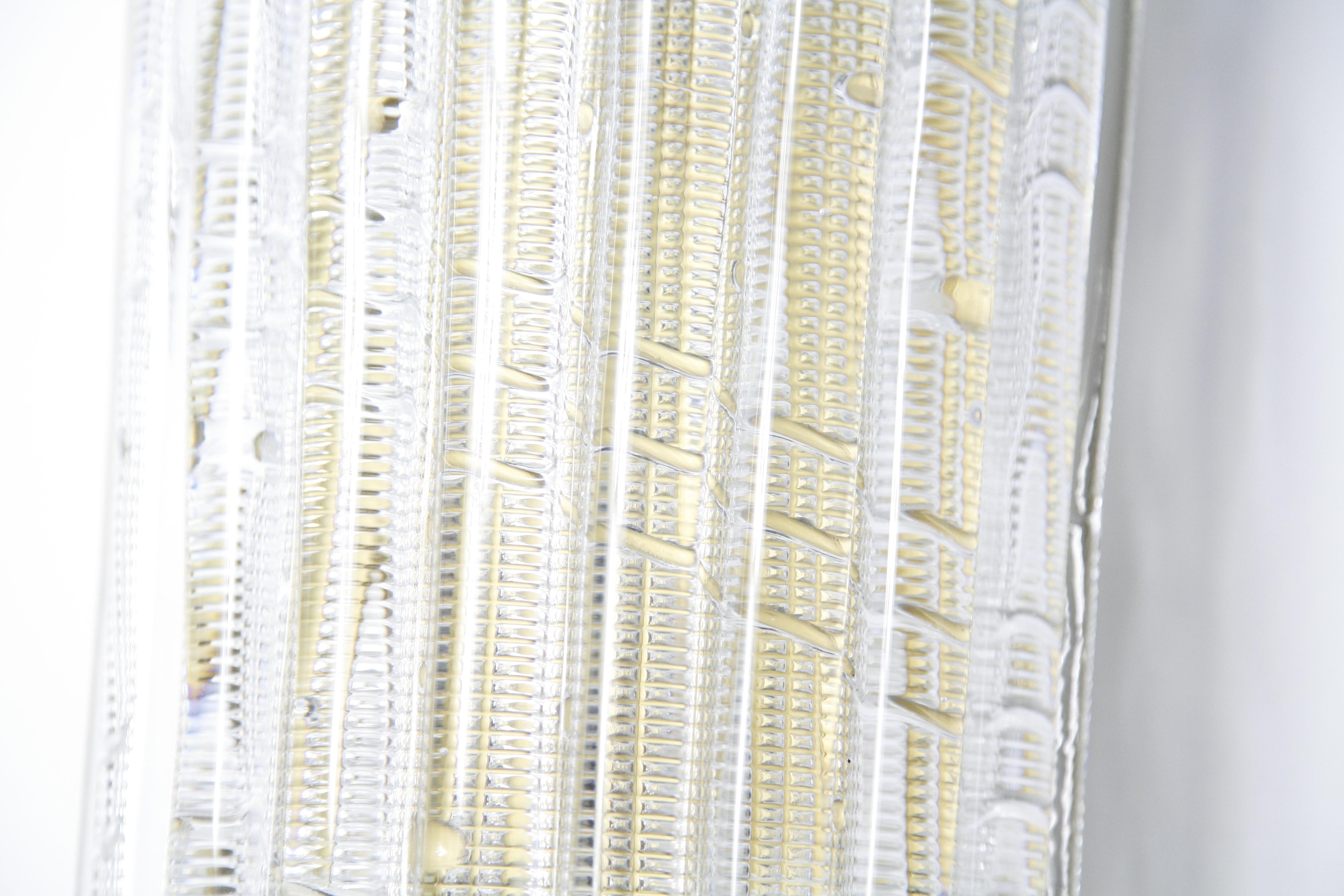 Großes Paar Orrefors-Wandleuchter aus Kristall und Messing von Carl Fagerlund, Schweden, 1950 im Angebot 2