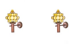 Large Pair of Outdoor Wall Lights in Copper, Norway, 1960s