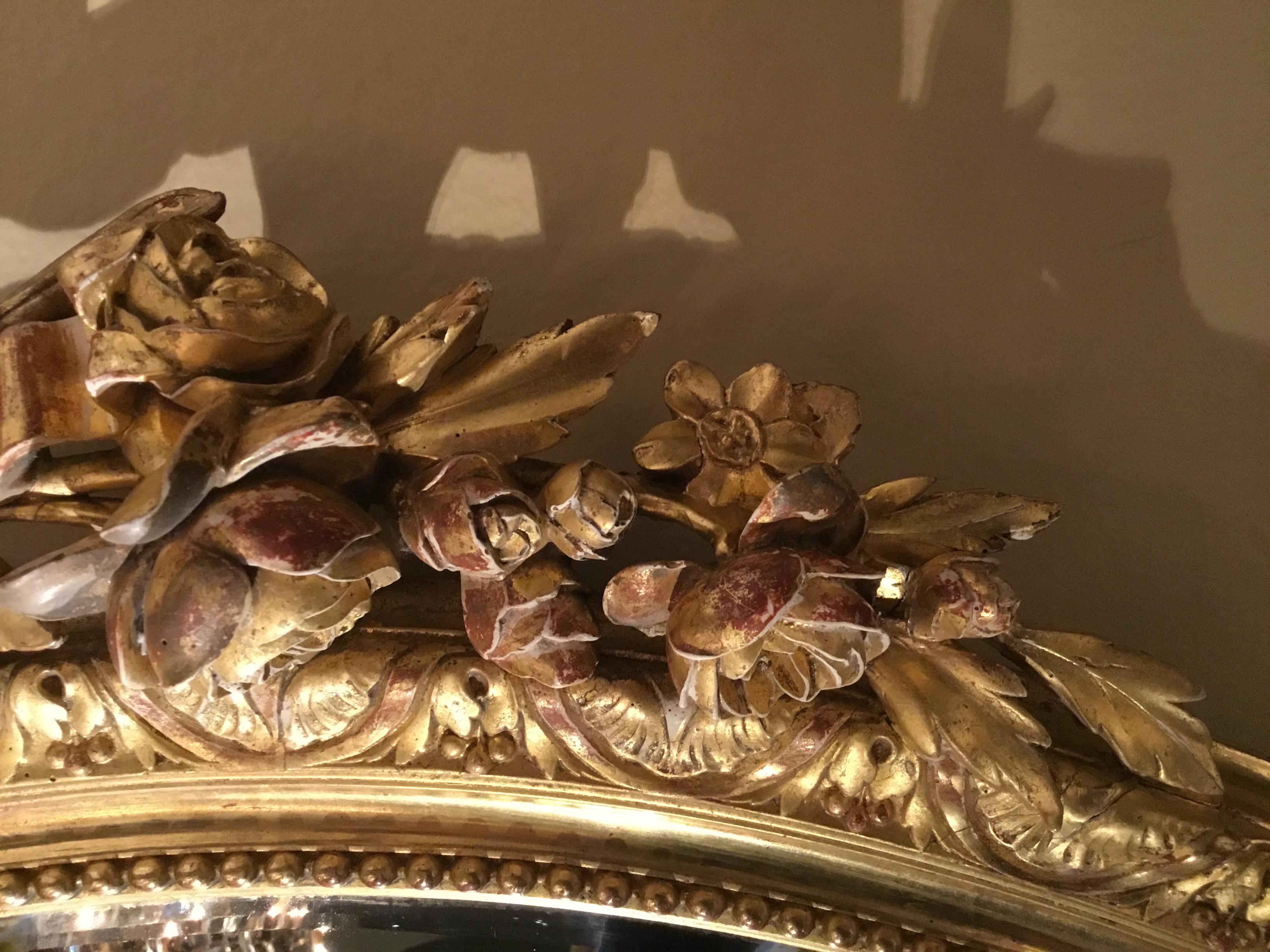 Großes Paar  oval Französisch 19.  Antike Giltwood Spiegel Louis XVI im Zustand „Hervorragend“ im Angebot in Houston, TX