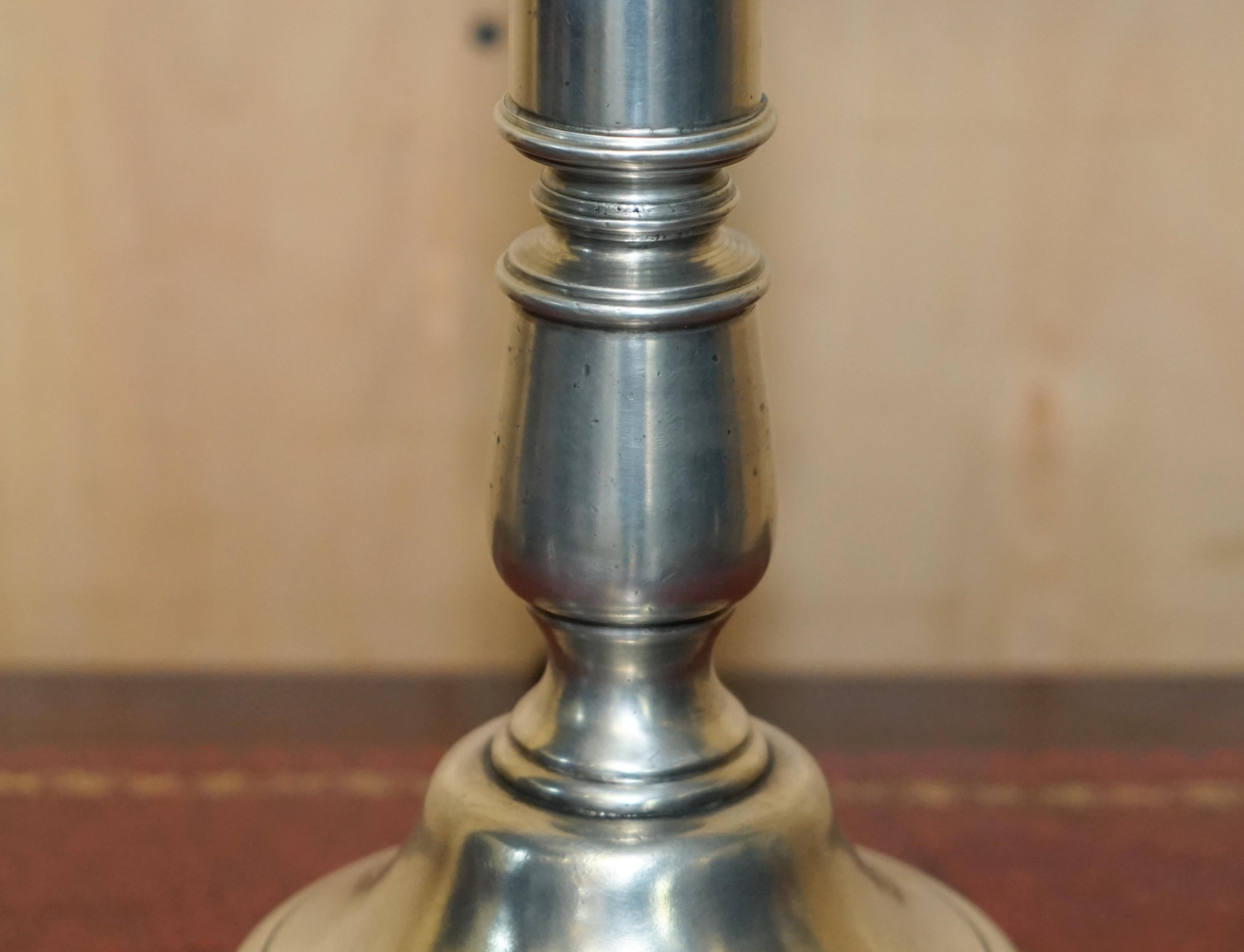 Pewter LARGE PAIR OF OWL STAMPED ARTE ITALICA TAVOLA MARINONI CANDLESTICK PEWTER LAMPs