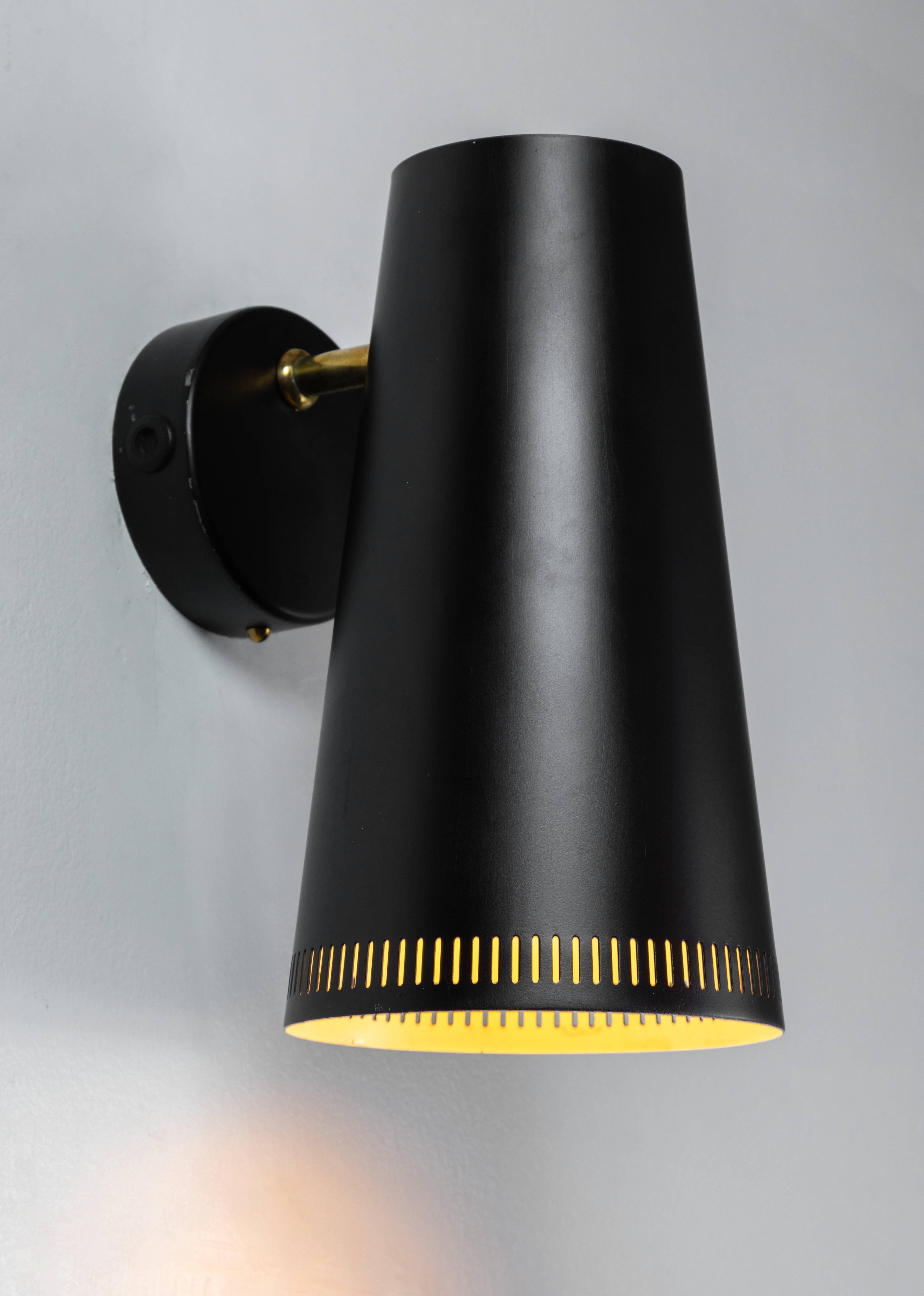 Large Pair of Paavo Tynell Black Wall Lights for Taito Oy In Excellent Condition For Sale In Glendale, CA