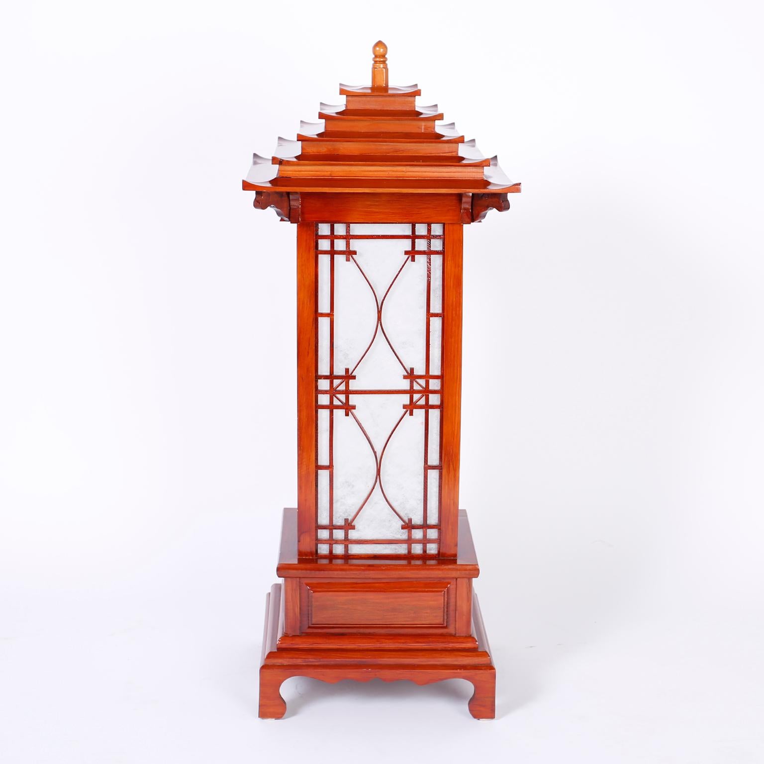Chinoiserie Large Pair of Pagoda Table Lamps