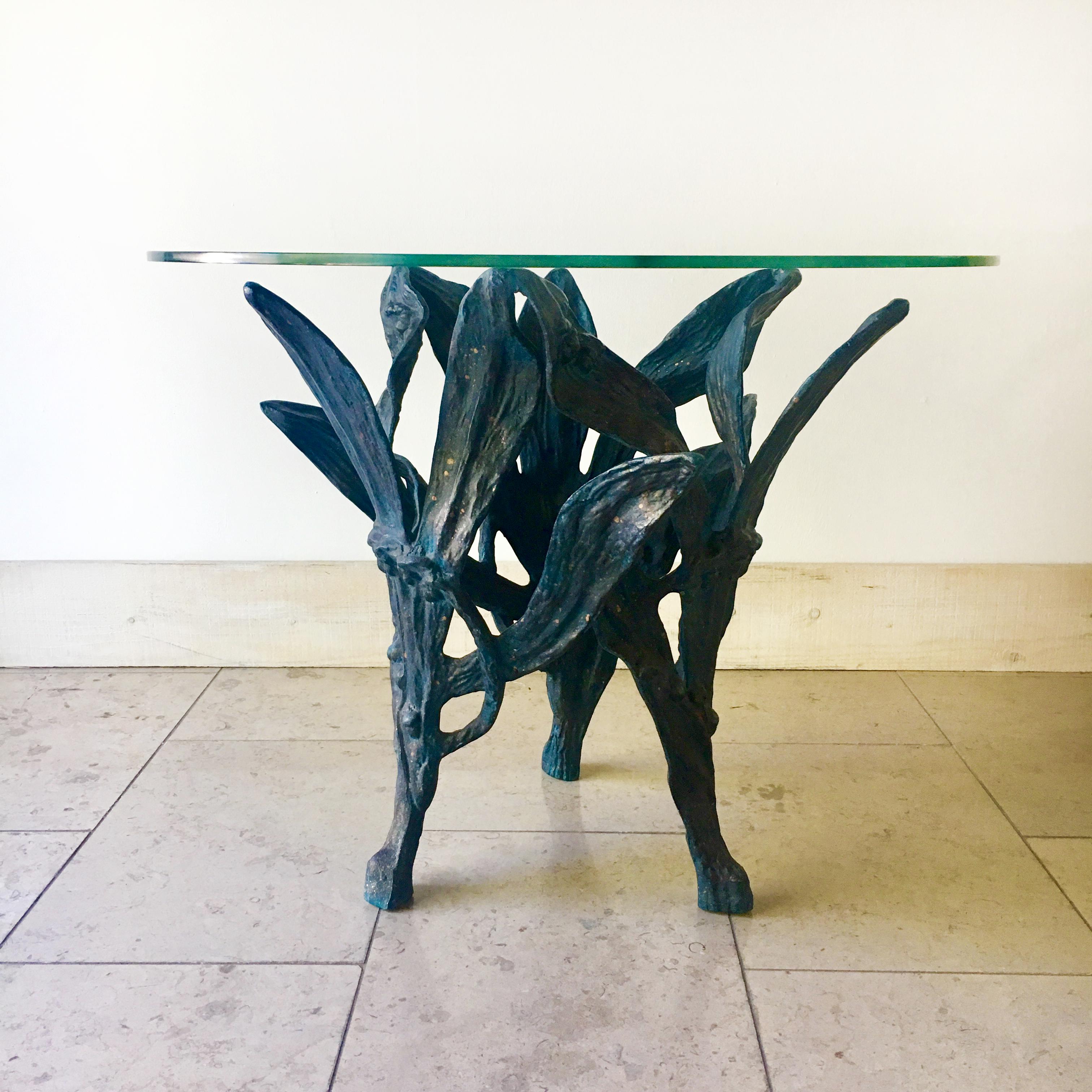 Large Pair of Patinated Aluminium Side Tables, 1960s In Good Condition For Sale In London, GB