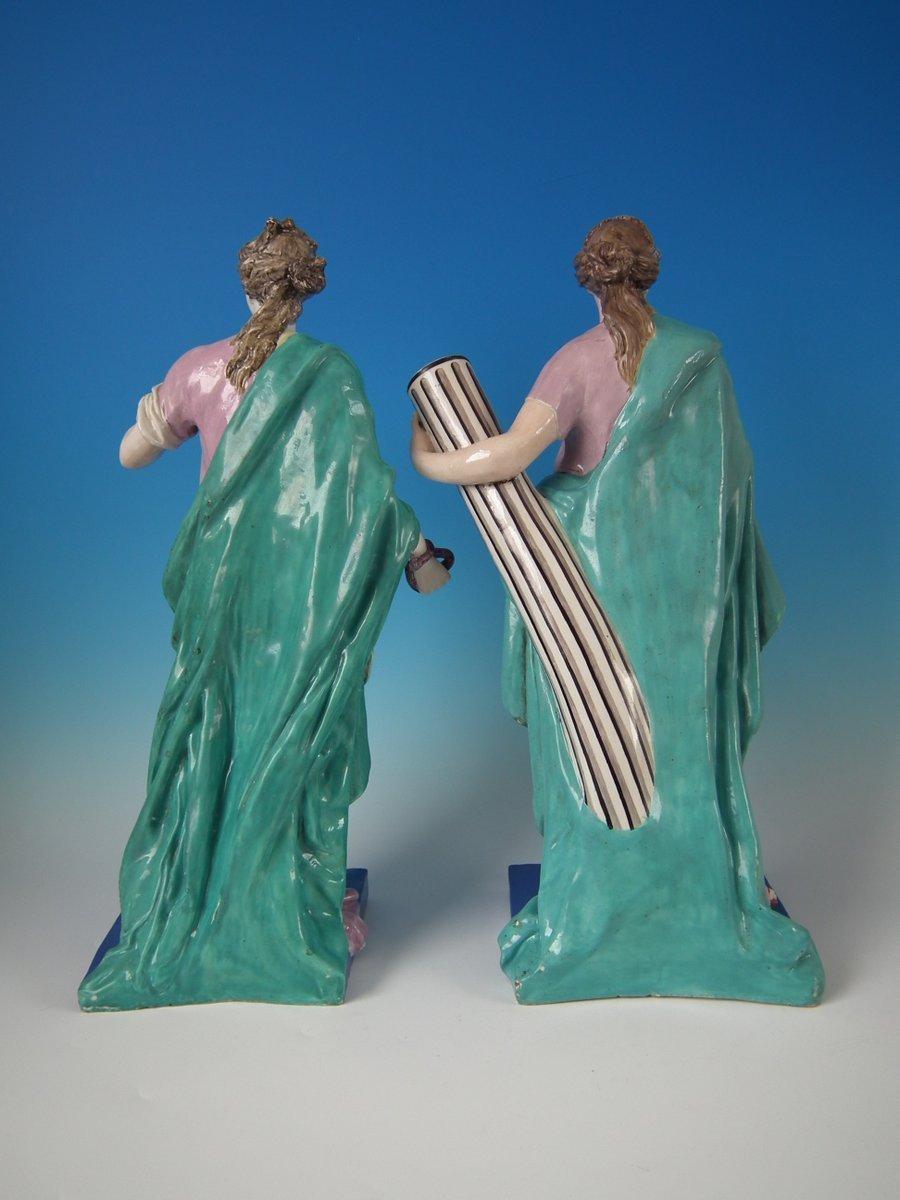 English Large Pair of Pearlware 'Prudence & Fortitude' Figures