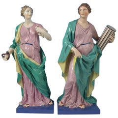 Large Pair of Pearlware 'Prudence & Fortitude' Figures