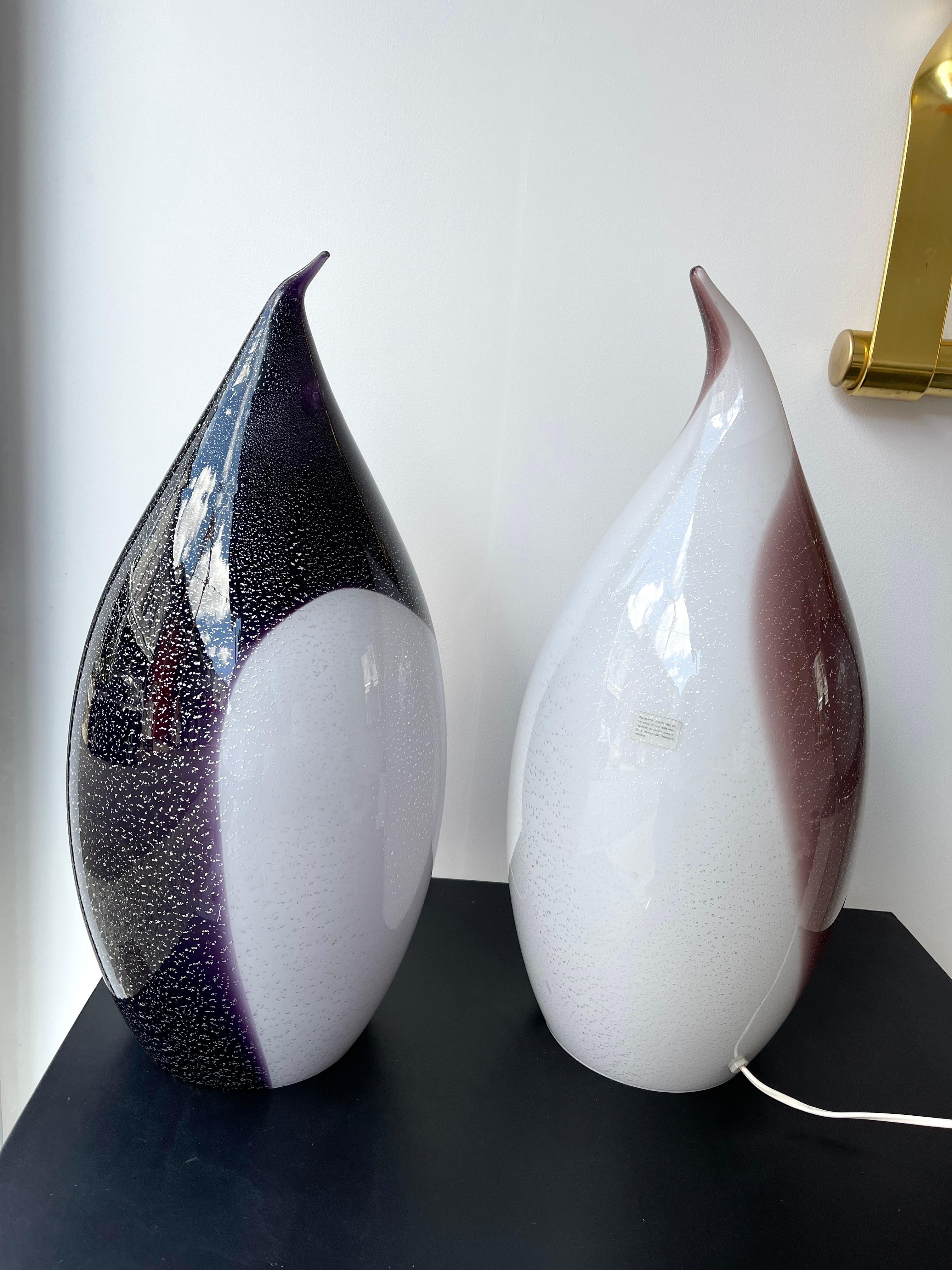 Large Pair of Penguin Murano Glass Lamps, Italy, 1980s 7