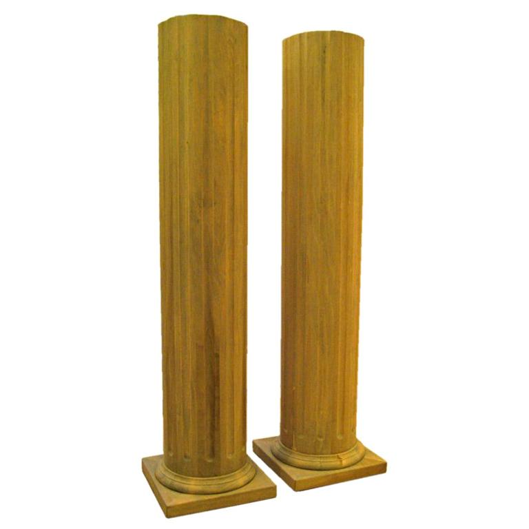 Large pair of Pickled Wood Columns