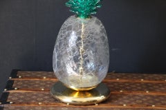Large Pair of Pineapple Table Lamps in Emerald Green Murano Glass