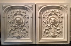 Large Pair of Plaster Decorative Wall Plaques, Bas Relief