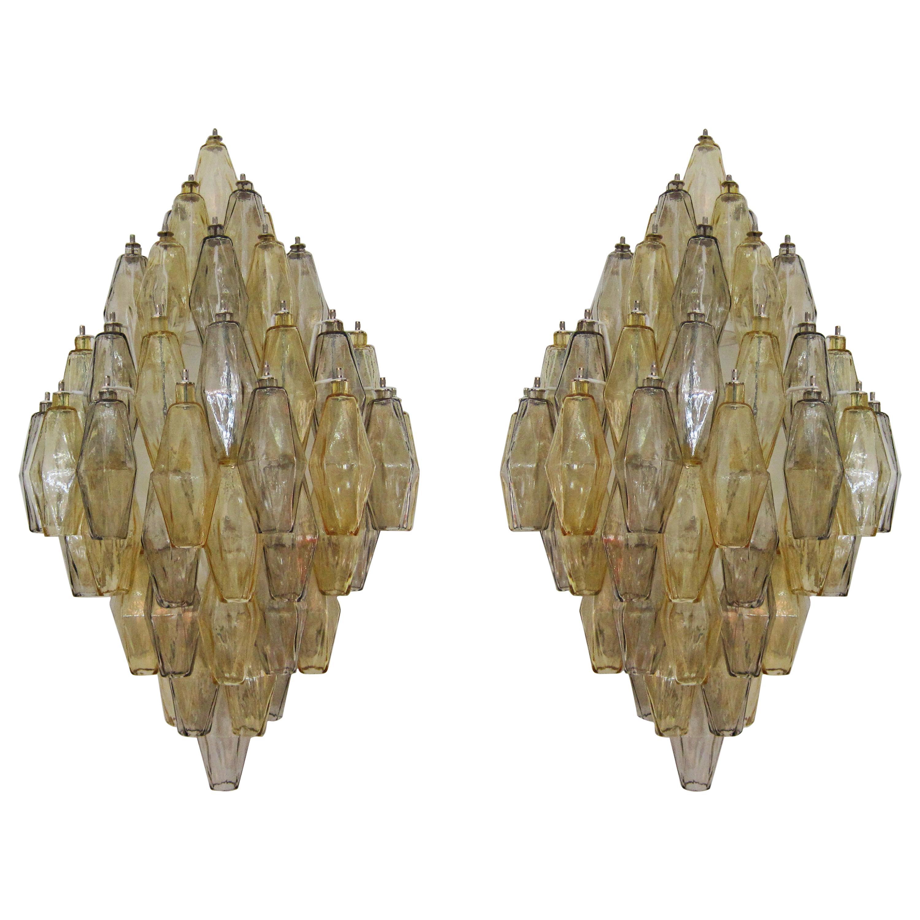  Pair of Glass Wall Lights,  style of Carlo Scarpa, Italy 1970's